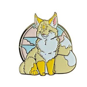 Mystical Foxes (Sun Fox) Enamel Pin by Naomi Lord Art